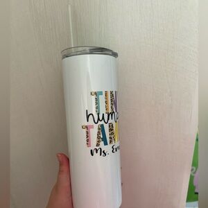 White Tumbler with Colorful Text